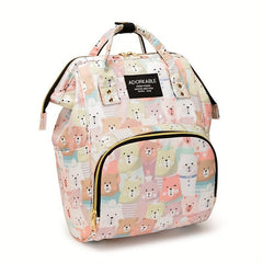 Leopard Print Diaper Bag Large Capacity Mommy Bag Top Handle Travel Backpack