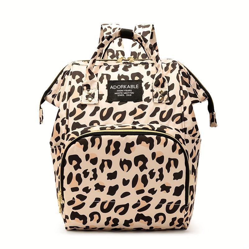 Leopard Print Diaper Bag Large Capacity Mommy Bag Top Handle Travel Backpack