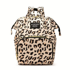 Leopard Print Diaper Bag Large Capacity Mommy Bag Top Handle Travel Backpack