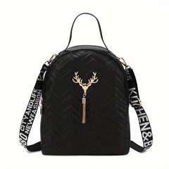 Tassel Decor Backpack Stylish All Match Zipper Backpack