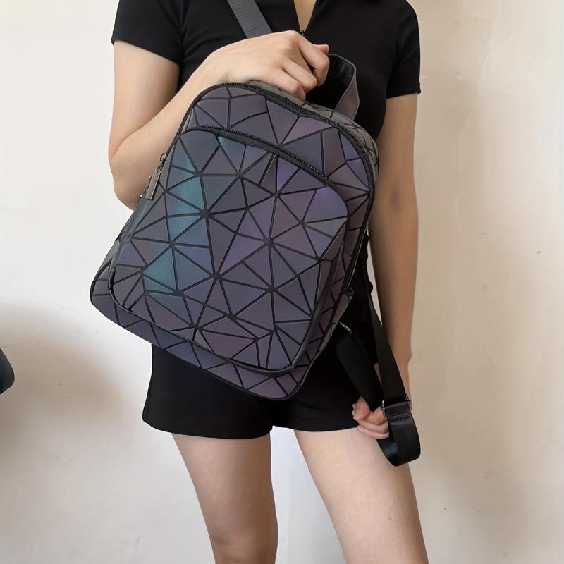 Luminous Geometric Pattern Backpack for School & Travel
