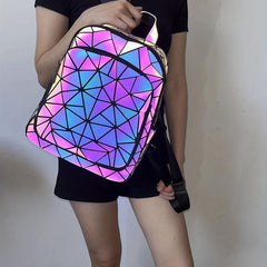 Luminous Geometric Pattern Backpack for School & Travel