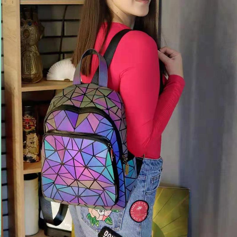 Luminous Geometric Pattern Backpack for School & Travel