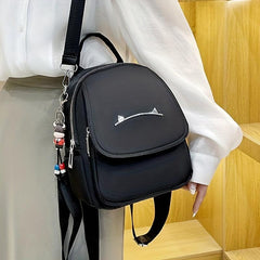 Preppy Small Calf Pendant Backpack Canvas Waterproof