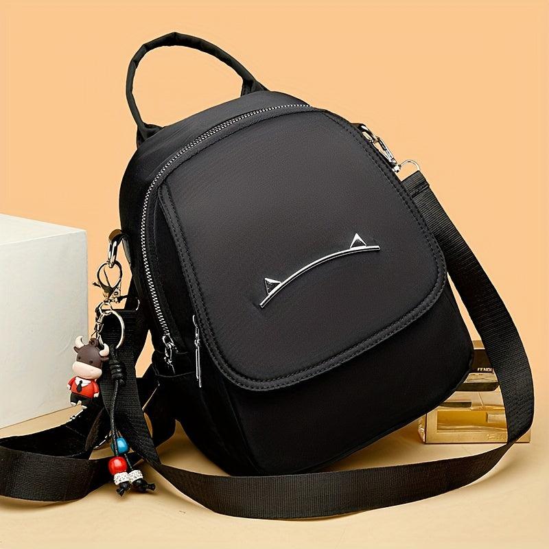 Preppy Small Calf Pendant Backpack Canvas Waterproof