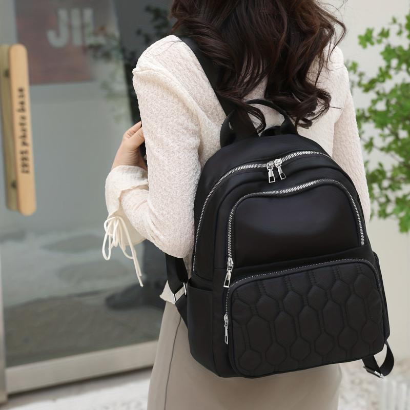 Casual Minimalist Solid Backpack Lightweight Quilted Travel Bag