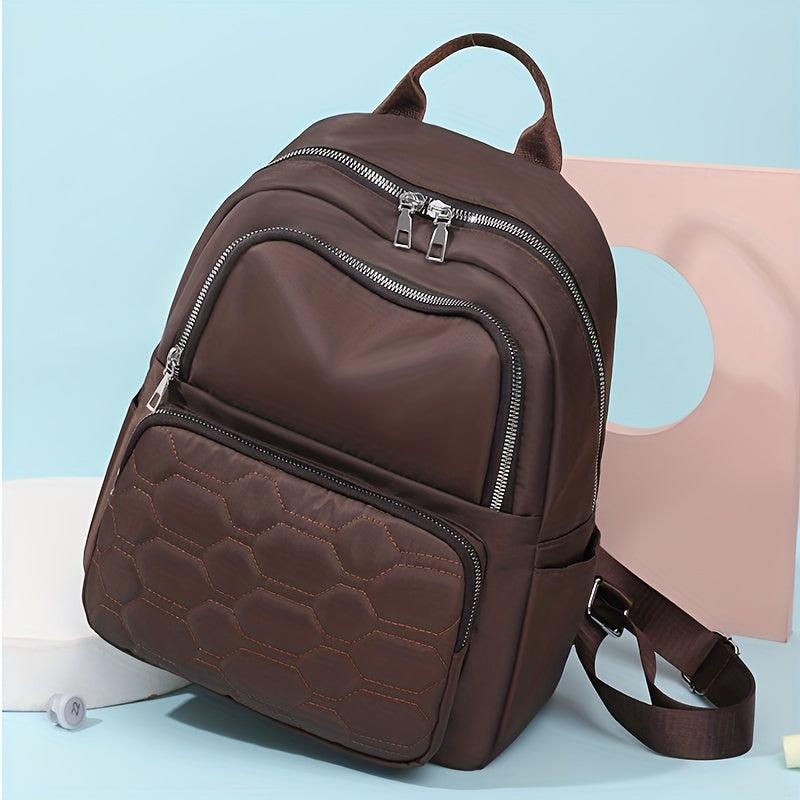 Casual Minimalist Solid Backpack Lightweight Quilted Travel Bag