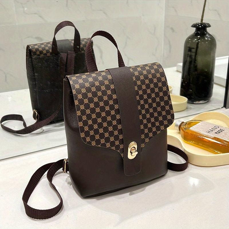 Vintage Mini Drawstring Backpack Geometric Pattern School Bag