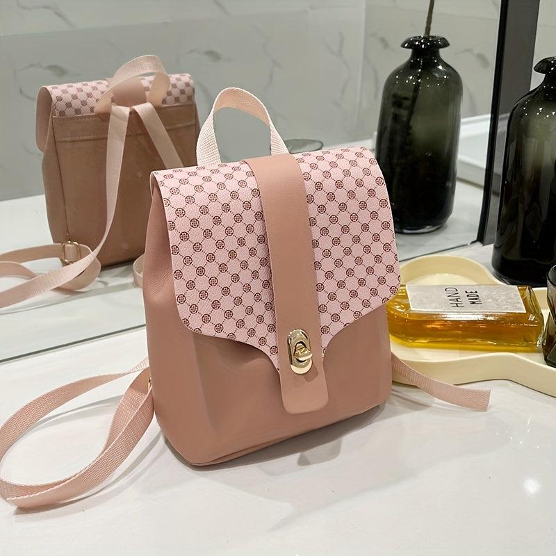 Vintage Mini Drawstring Backpack Geometric Pattern School Bag