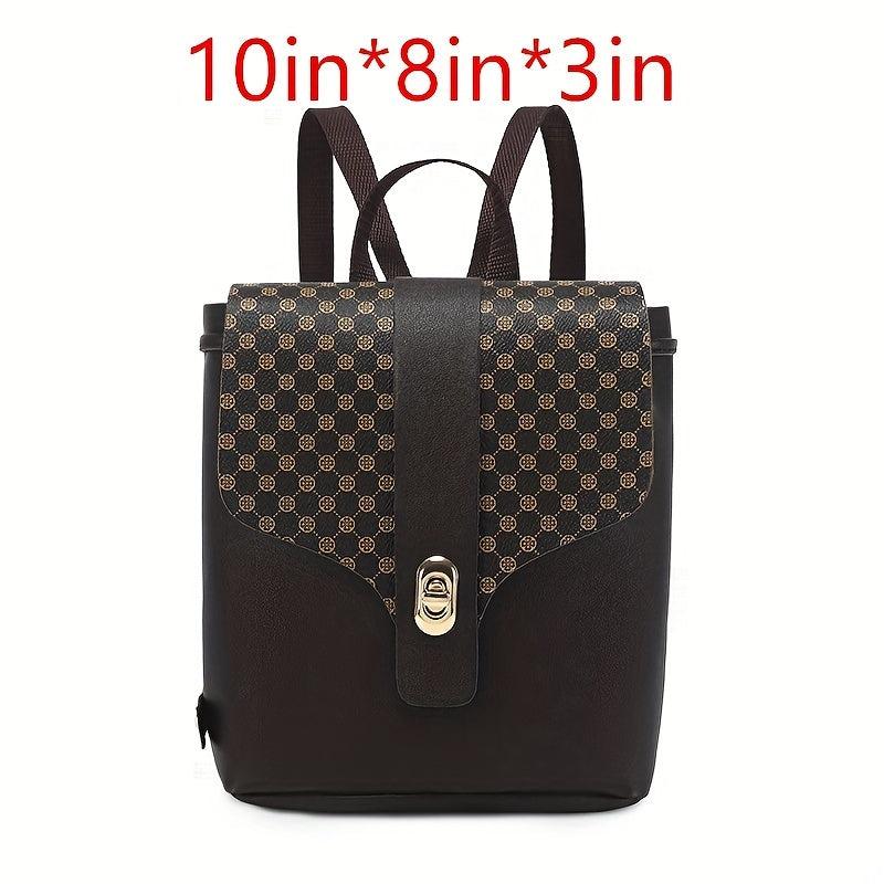 Vintage Mini Drawstring Backpack Geometric Pattern School Bag