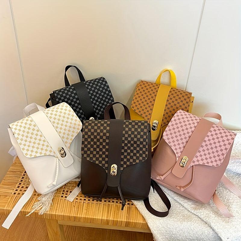 Vintage Mini Drawstring Backpack Geometric Pattern School Bag