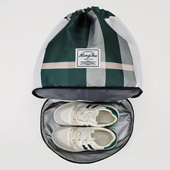Plaid Drawstring Backpack Colorblock Gym Bag