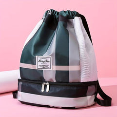 Plaid Drawstring Backpack Colorblock Gym Bag