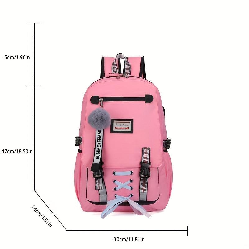 Y2K Drawstring Backpack with USB Charging Port