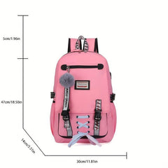 Y2K Drawstring Backpack with USB Charging Port