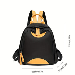 Colorblock Backpack For Women Lightweight Nylon Travel Daypack Casual Small Stud