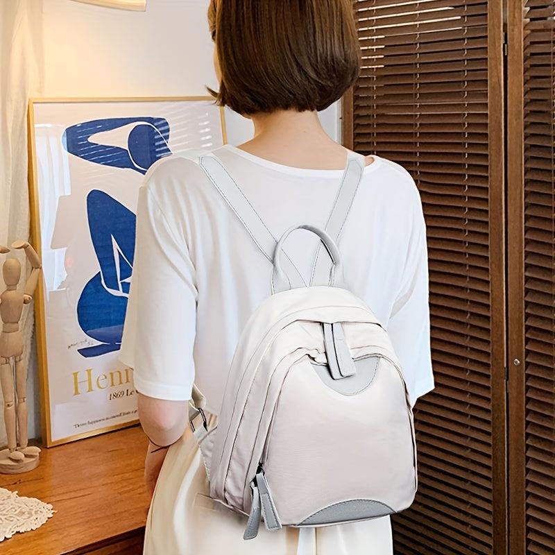 Colorblock Backpack For Women Lightweight Nylon Travel Daypack Casual Small Stud