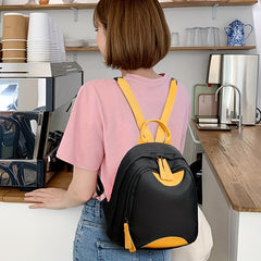 Colorblock Backpack For Women Lightweight Nylon Travel Daypack Casual Small Stud