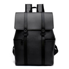Kids Faux Leather Laptop Backpack with Buckle Decor