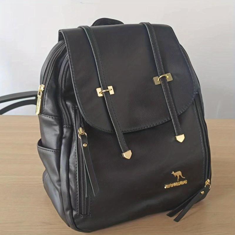 Stylish Casual Flap Backpack Classic PU Leather Daypack Women's Everday Purse
