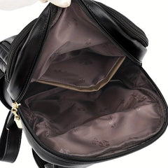 Stylish Casual Flap Backpack Classic PU Leather Daypack Women's Everday Purse