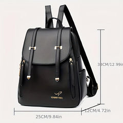 Stylish Casual Flap Backpack Classic PU Leather Daypack Women's Everday Purse
