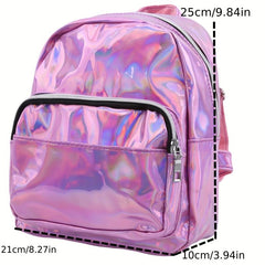 Small Laser Glossy Backpack PU Leather School Bag