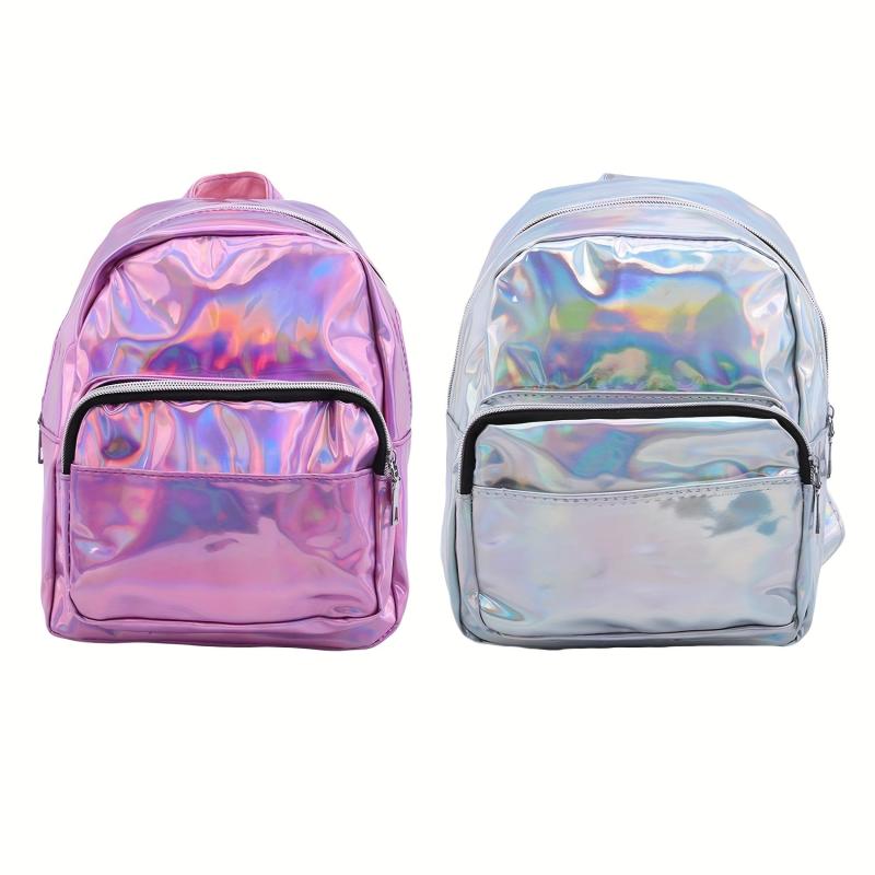 Small Laser Glossy Backpack PU Leather School Bag