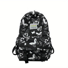 Butterfly Print School Backpack Lightweight Nylon Travel Backpack