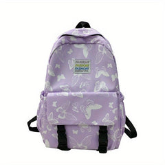 Butterfly Print School Backpack Lightweight Nylon Travel Backpack