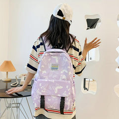 Butterfly Print School Backpack Lightweight Nylon Travel Backpack