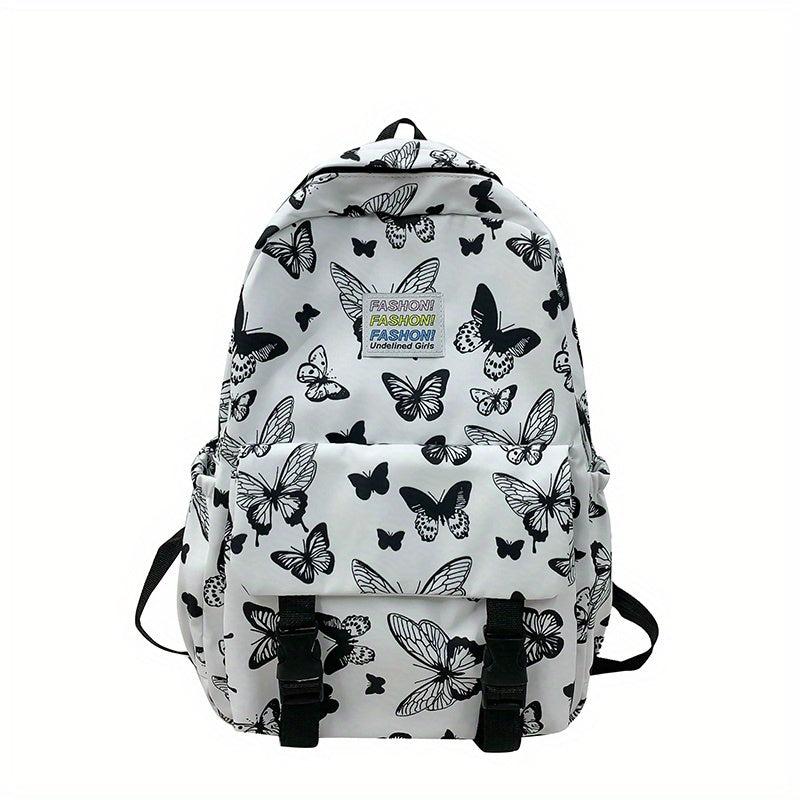 Butterfly Print School Backpack Lightweight Nylon Travel Backpack