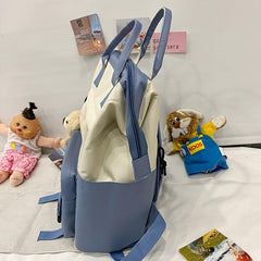 4pcs Preppy Backpack Set with Tote Bag