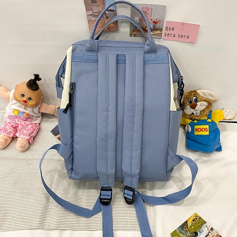 4pcs Preppy Backpack Set with Tote Bag