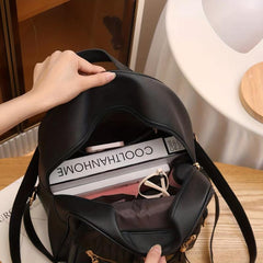 3pcs Large Capacity Backpack Waist Bag Set PU Leather Quilted Shoulder Bag