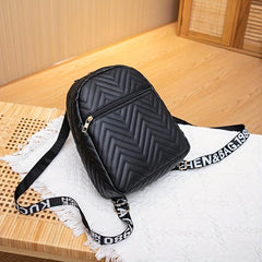 Chevron Quilted Backpack PU Leather 10 62 8 66 3 14 Inch