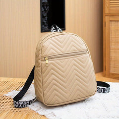 Chevron Quilted Backpack PU Leather 10 62 8 66 3 14 Inch