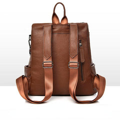 Zipper Front Backpack Purse Faux Leather Travel Bookbag