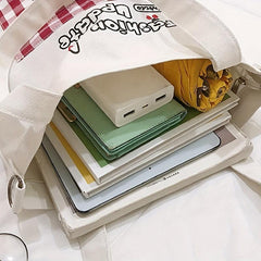 Cartoon Pattern Colorblock Canvas Bag Multifunctional Backpack