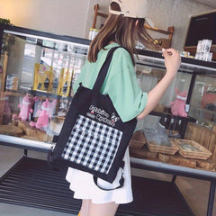 Cartoon Pattern Colorblock Canvas Bag Multifunctional Backpack