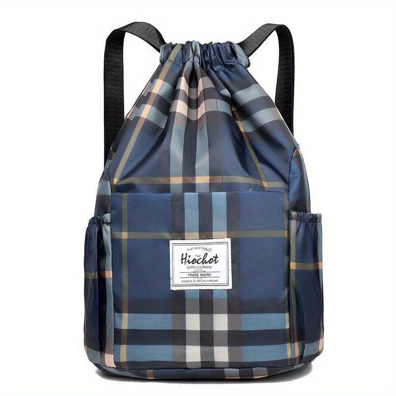 Solid Drawstring Backpack Casual Schoolbag Large Capacity Zipper Knapsack