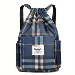 Solid Drawstring Backpack Casual Schoolbag Large Capacity Zipper Knapsack