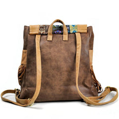 Embroidered PU Backpack with Tassel Detail
