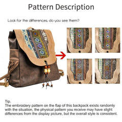 Embroidered PU Backpack with Tassel Detail
