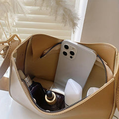 Solid Crossbody Bag PU Leather Shoulder Hobo Bag Women's Casual Handb