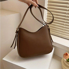 Solid Crossbody Bag PU Leather Shoulder Hobo Bag Women's Casual Handb