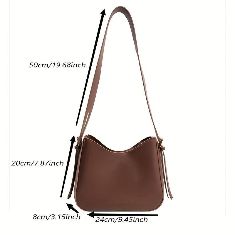 Solid Crossbody Bag PU Leather Shoulder Hobo Bag Women's Casual Handb