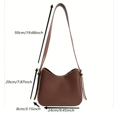 Solid Crossbody Bag PU Leather Shoulder Hobo Bag Women's Casual Handb