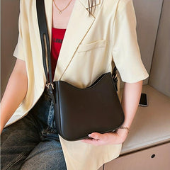 Solid Crossbody Bag PU Leather Shoulder Hobo Bag Women's Casual Handb