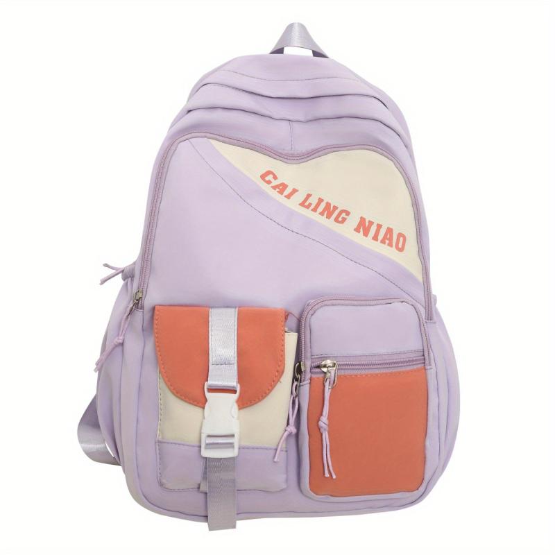 Nylon Preppy Backpack Large Capacity Lightweight Travel Bag